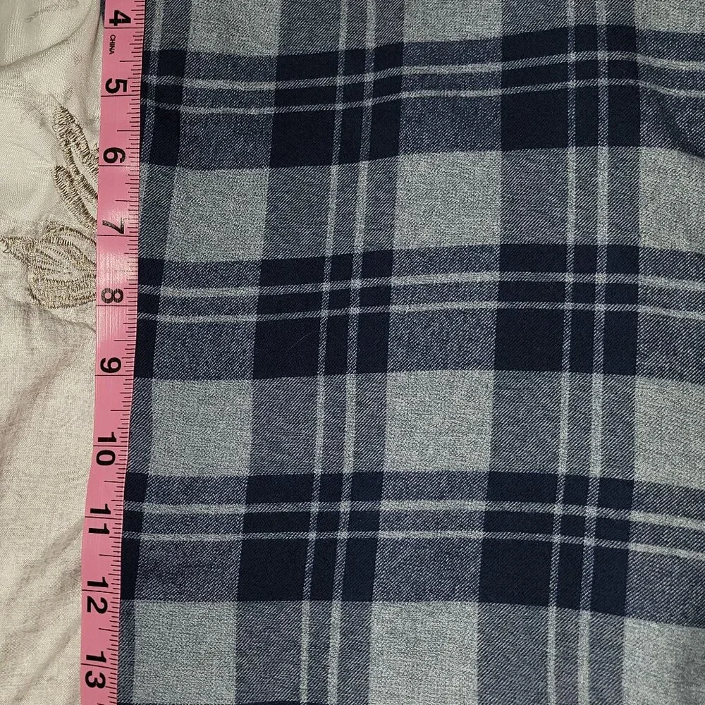 Nordstrom Men's Shop Slim Fit Flannel Long Sleeve Shirt Medium Blue / Grey Plaid - Picture 8 of 15